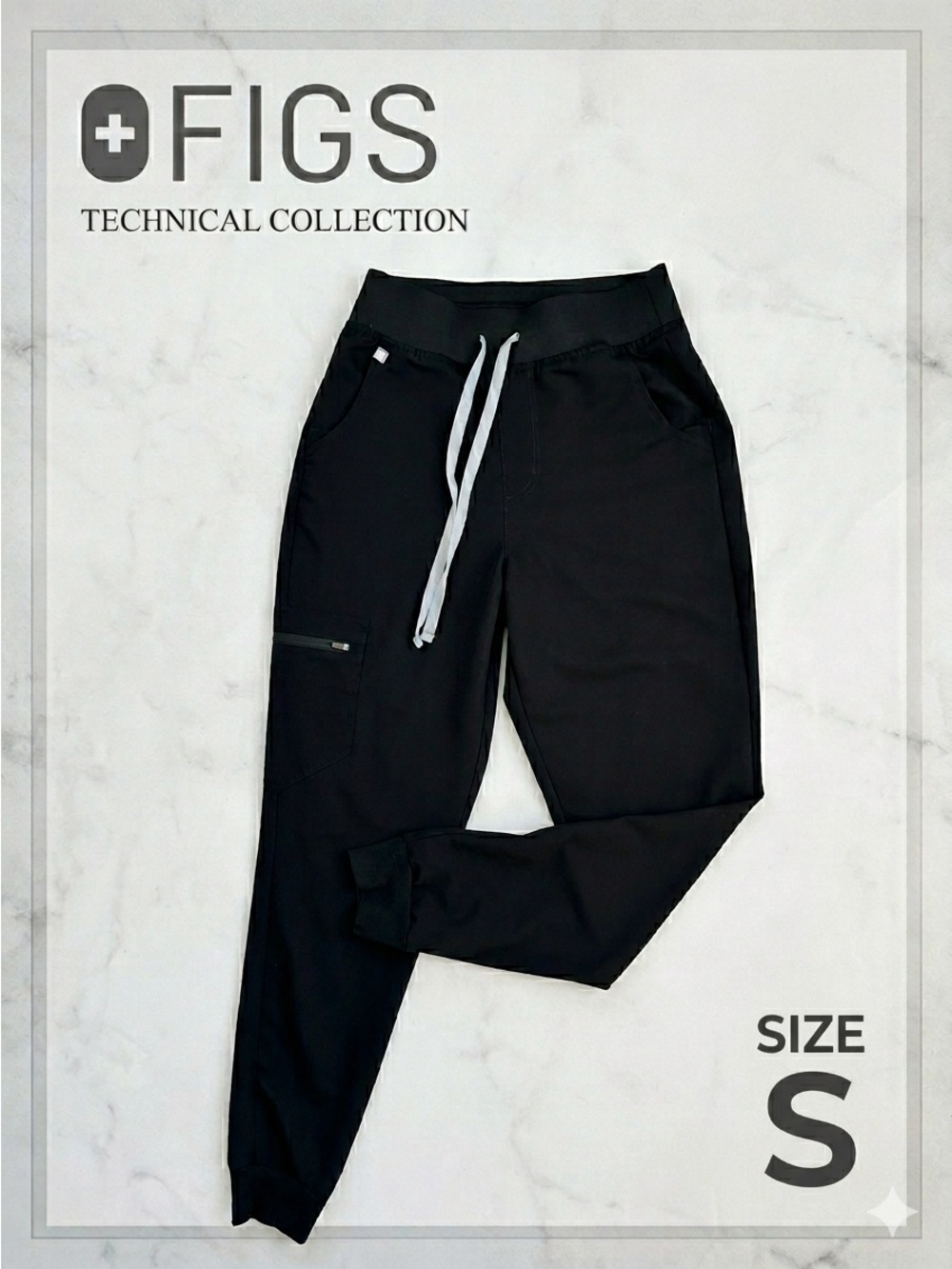 FIGS Technical Collection Women’s Zamora Jogger Scrub Pants - Black - Size S